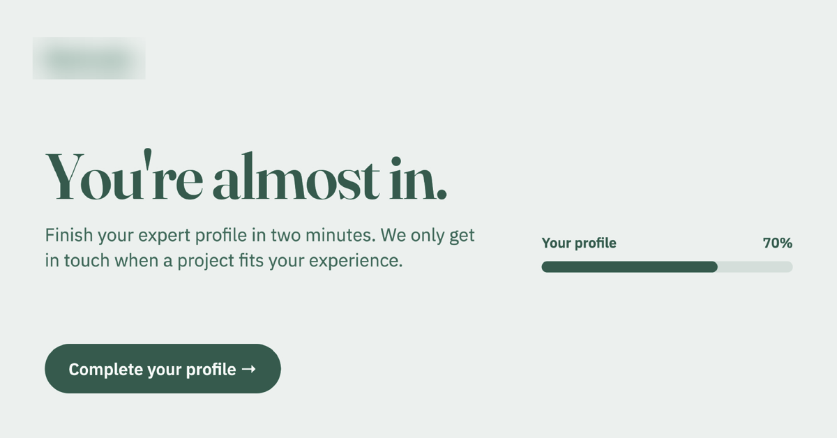 Retargeting ad asking experts to finish their profile